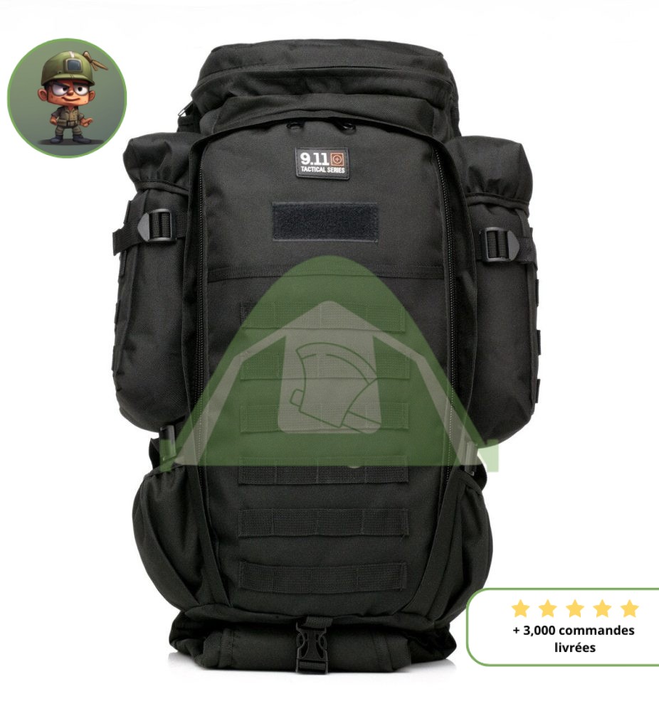 Sac à Dos Tactique Militaire 45L – Étanche, Grande Capacité, Nylon Camouflé